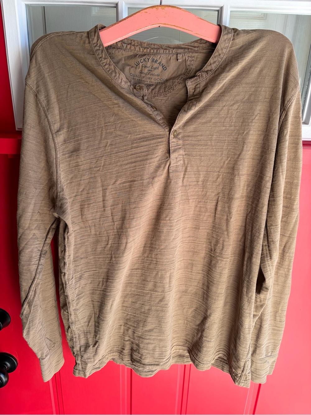 Lucky Brand Men's Green Long Sleeve Henley Shirt